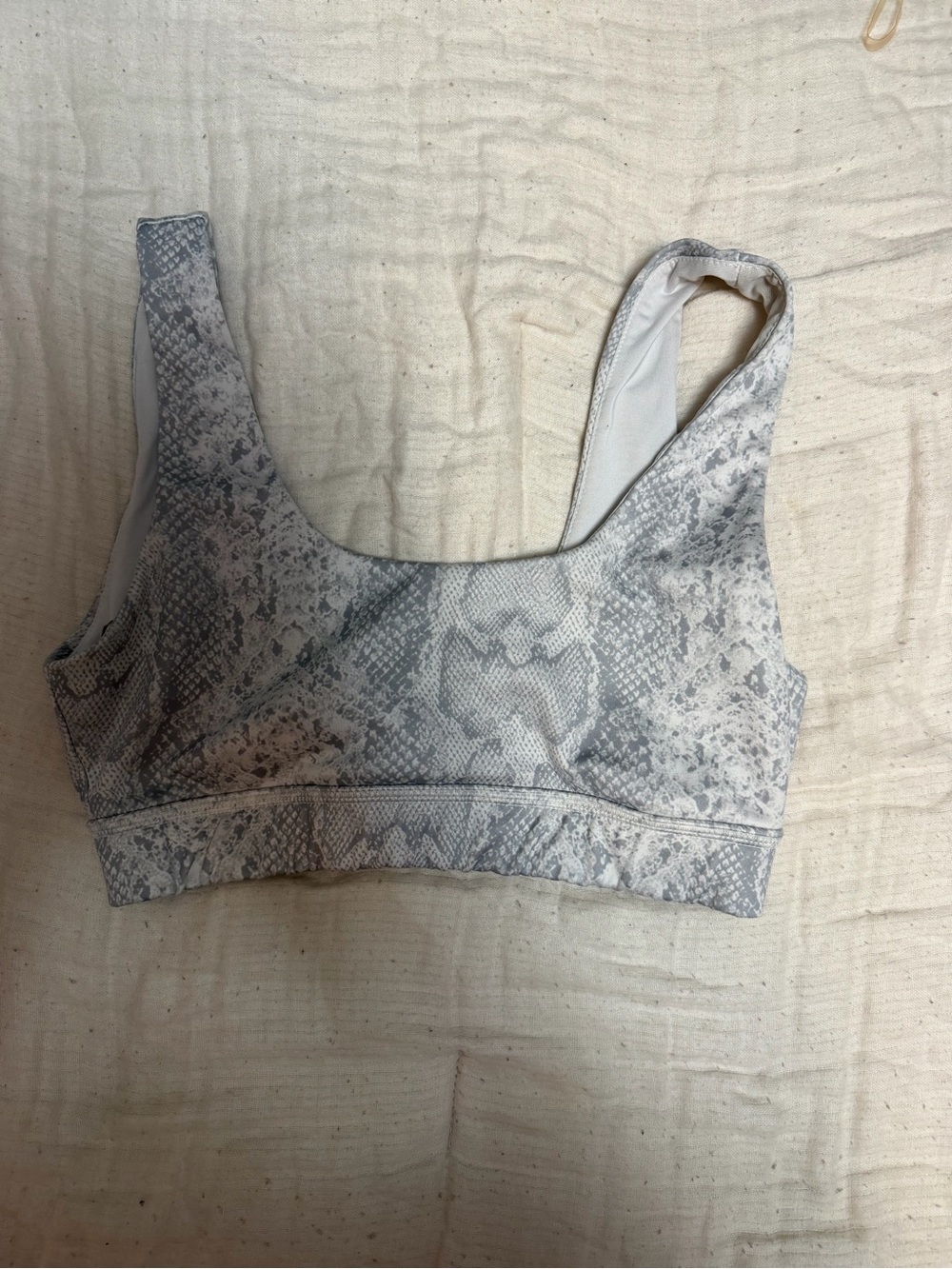 Glyder Light Gray Snake-Print Reptile Sports Bra